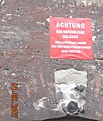 Warnschild in Deutsch
an der Ruine in der Hundegasse